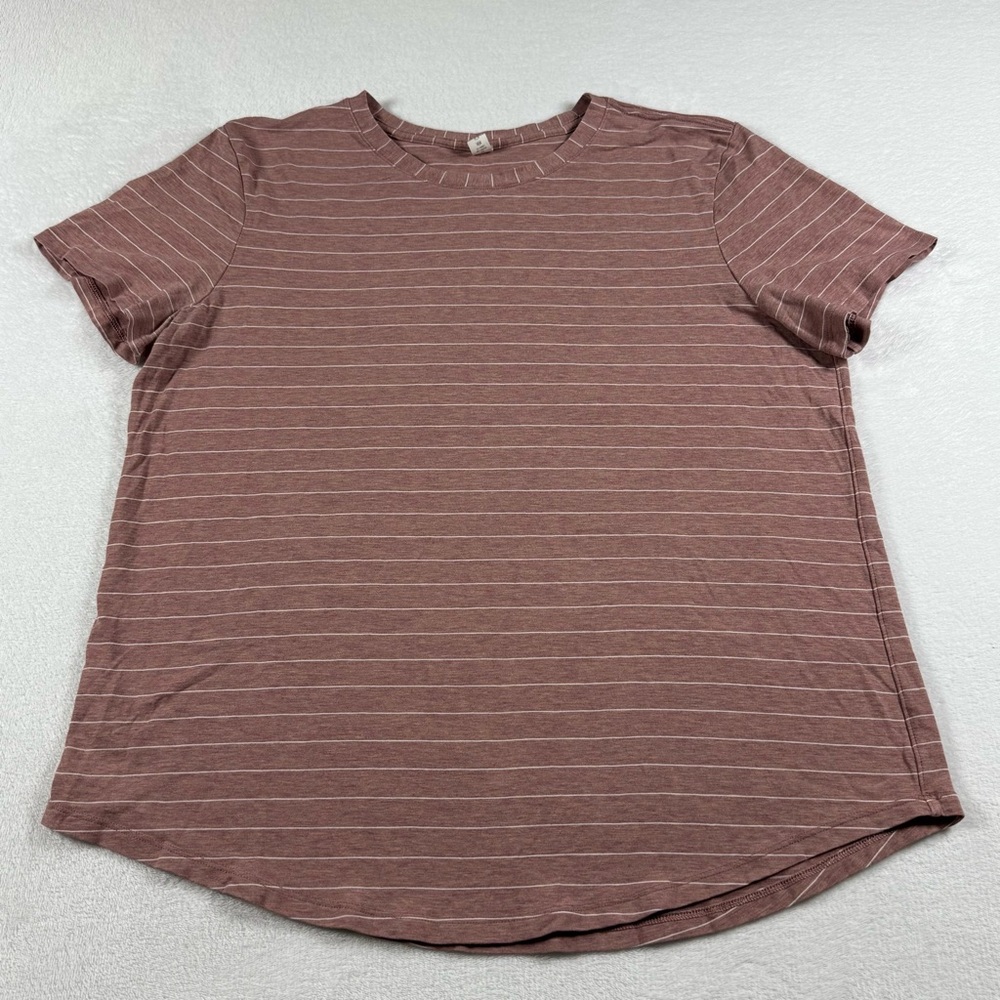 Lululemon Love Crew Short Sleeve Tee Shirt Mauve White Striped